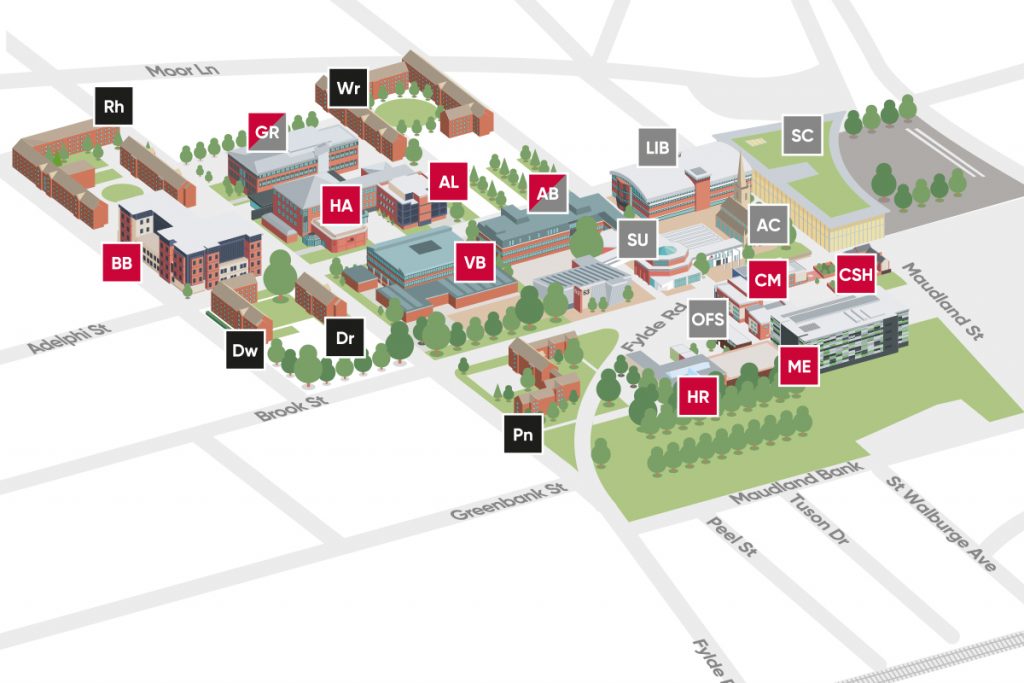 UCLan Prospectus Map (close up) Illustration, Animation & Design